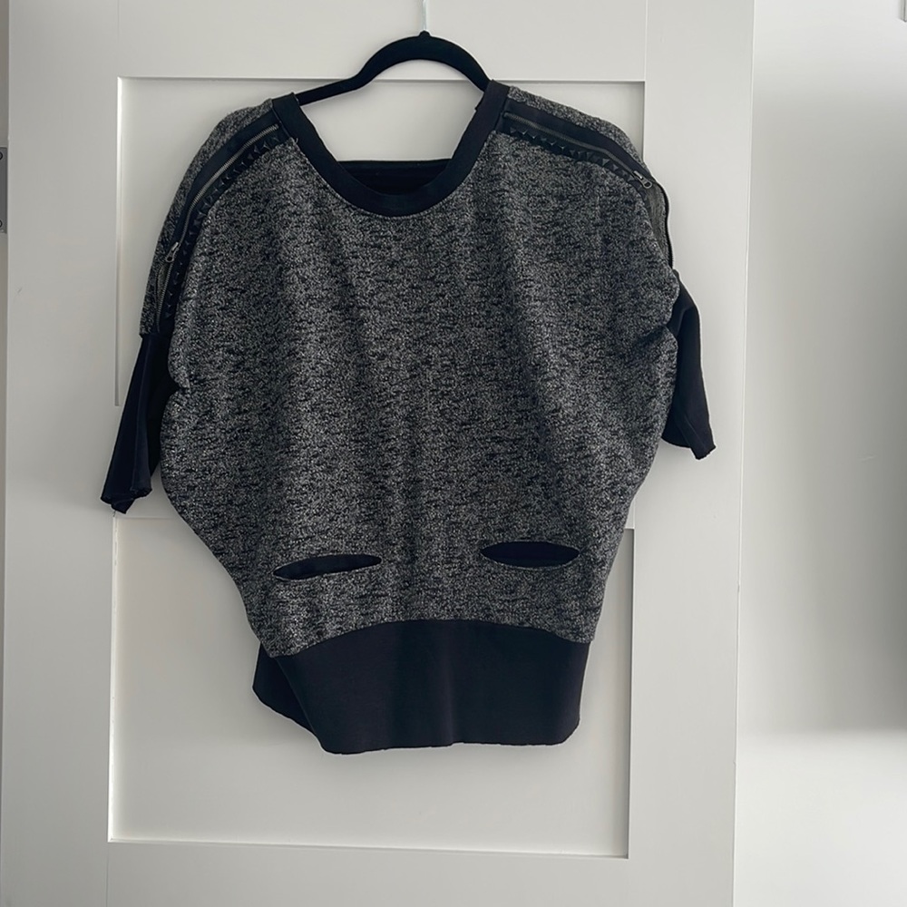 Black and grey we the people sweater three quarter sleeve